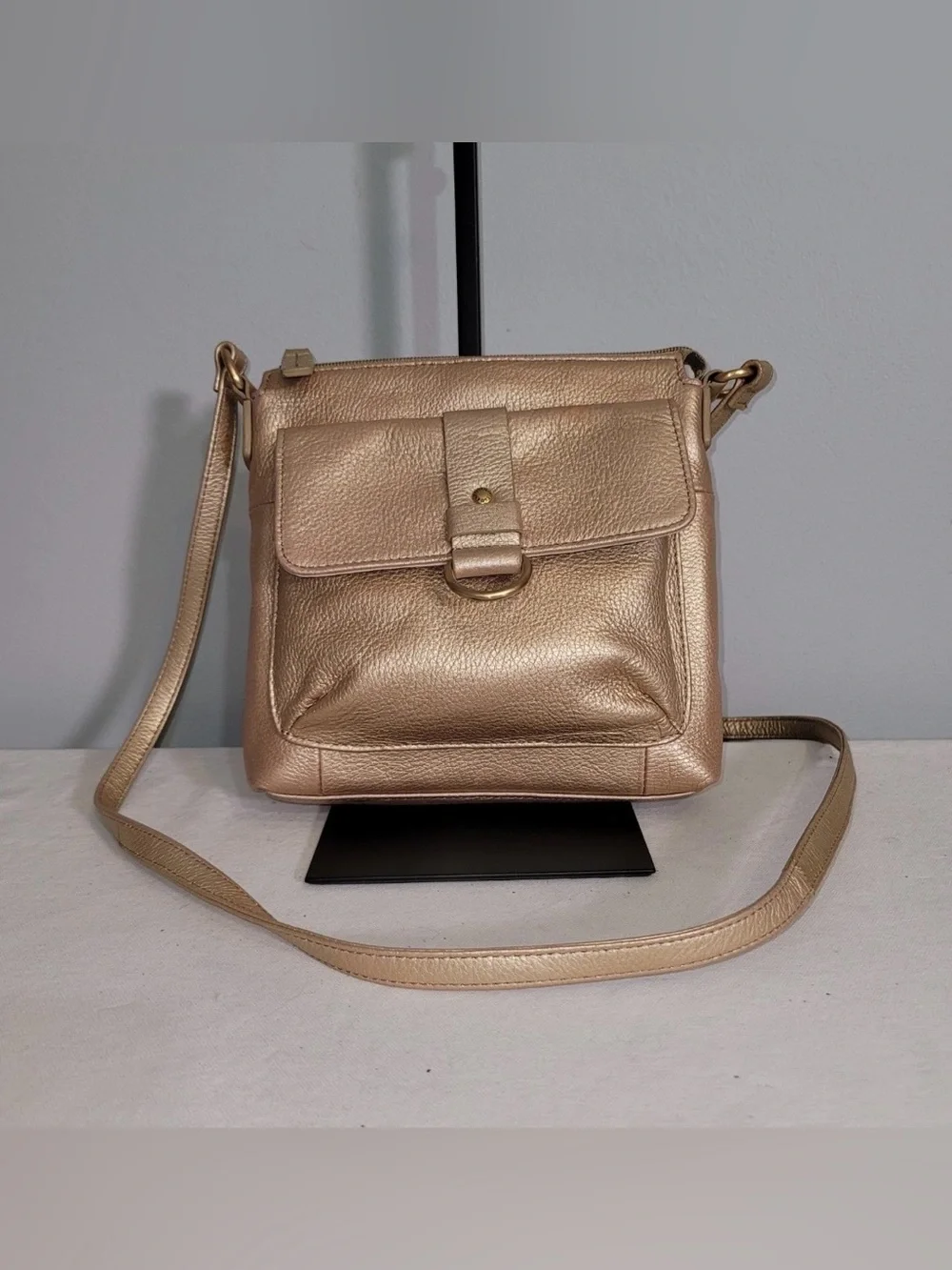Fossil Metallic Crossbody Bag Bronze Gold Leather Vintage Y2K